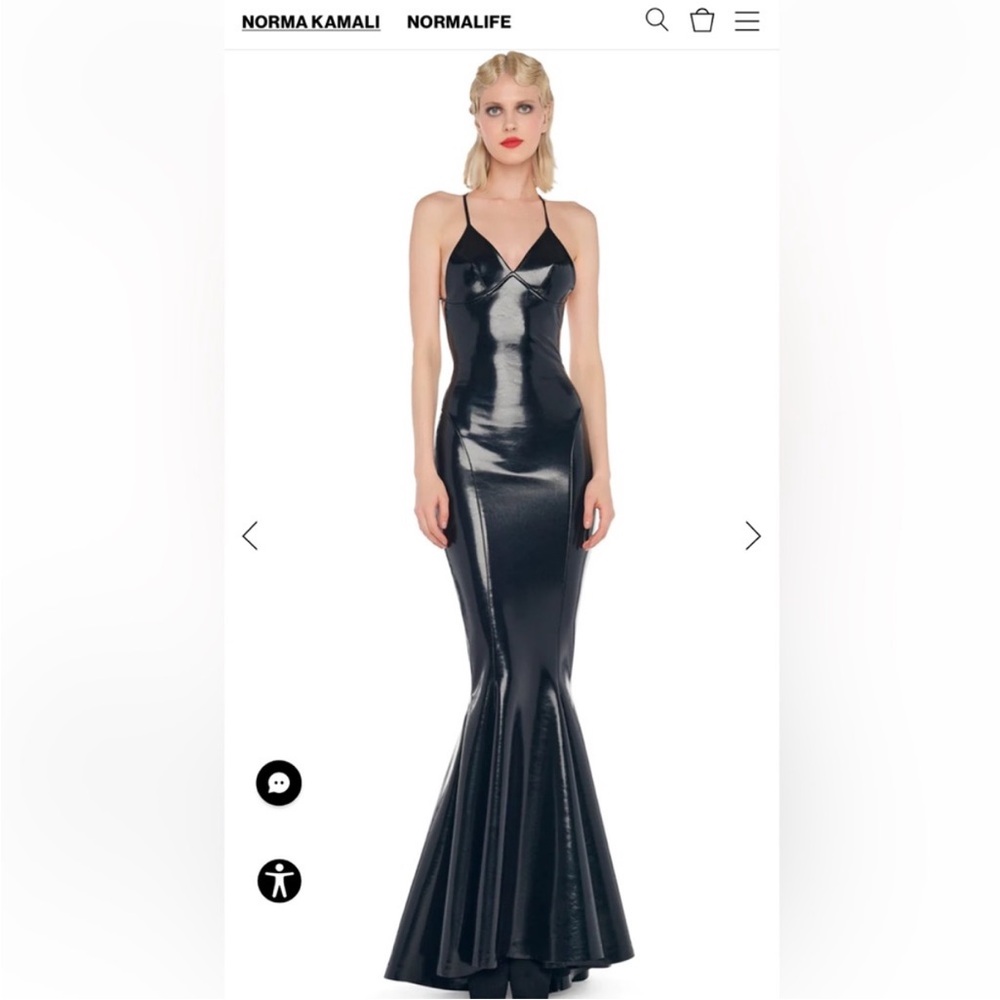 Norma Kamali Shiny Black Maxi Dress